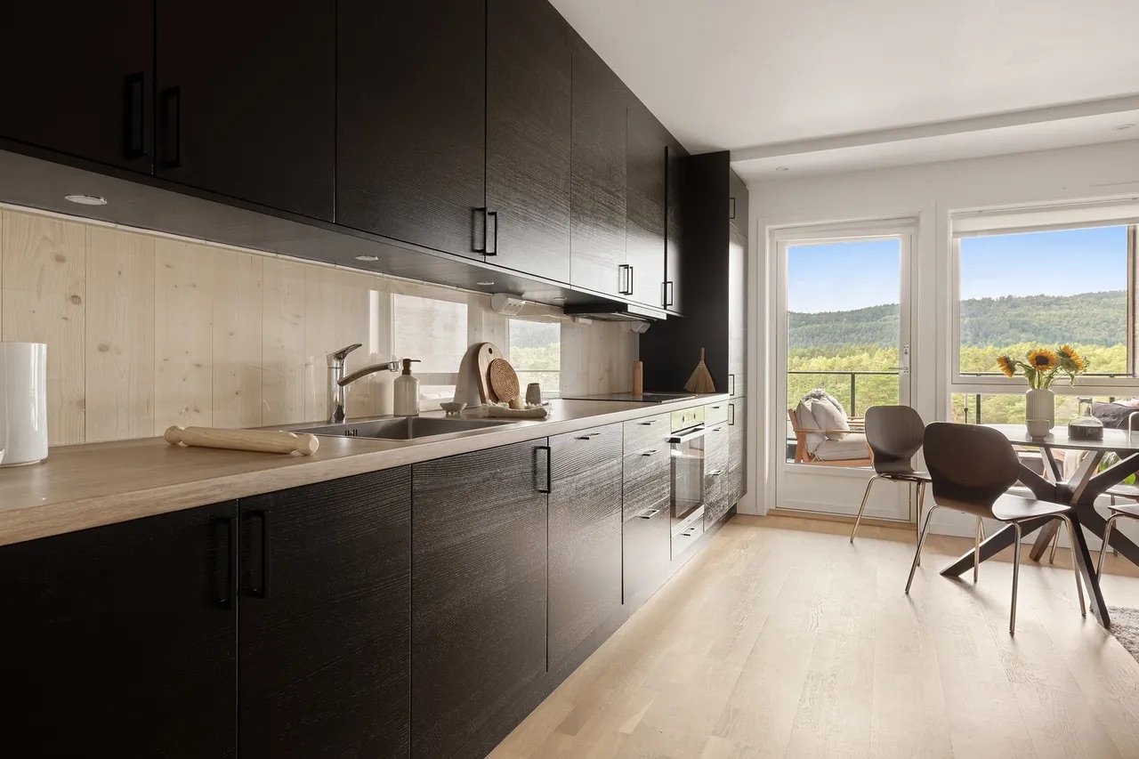 Modern kitchen with wooden accents